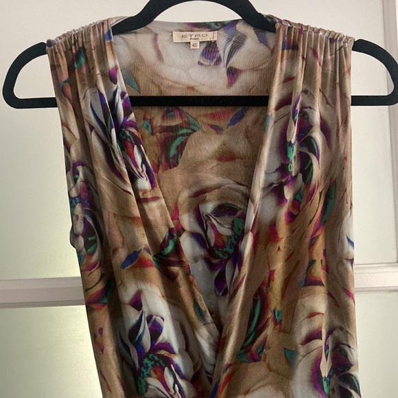 ETRO Y2K vintage rose abstract floral wrap dress, size 40 - Picture 10 of 16